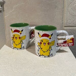 NWT 2 Christmas Pokémon pikachu Santa hat coffee tea mugs ceramic cups